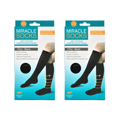 2 Pairs Miracle Compression Socks, Comfortable Stretch Fit for Everyday Use–Large/XL