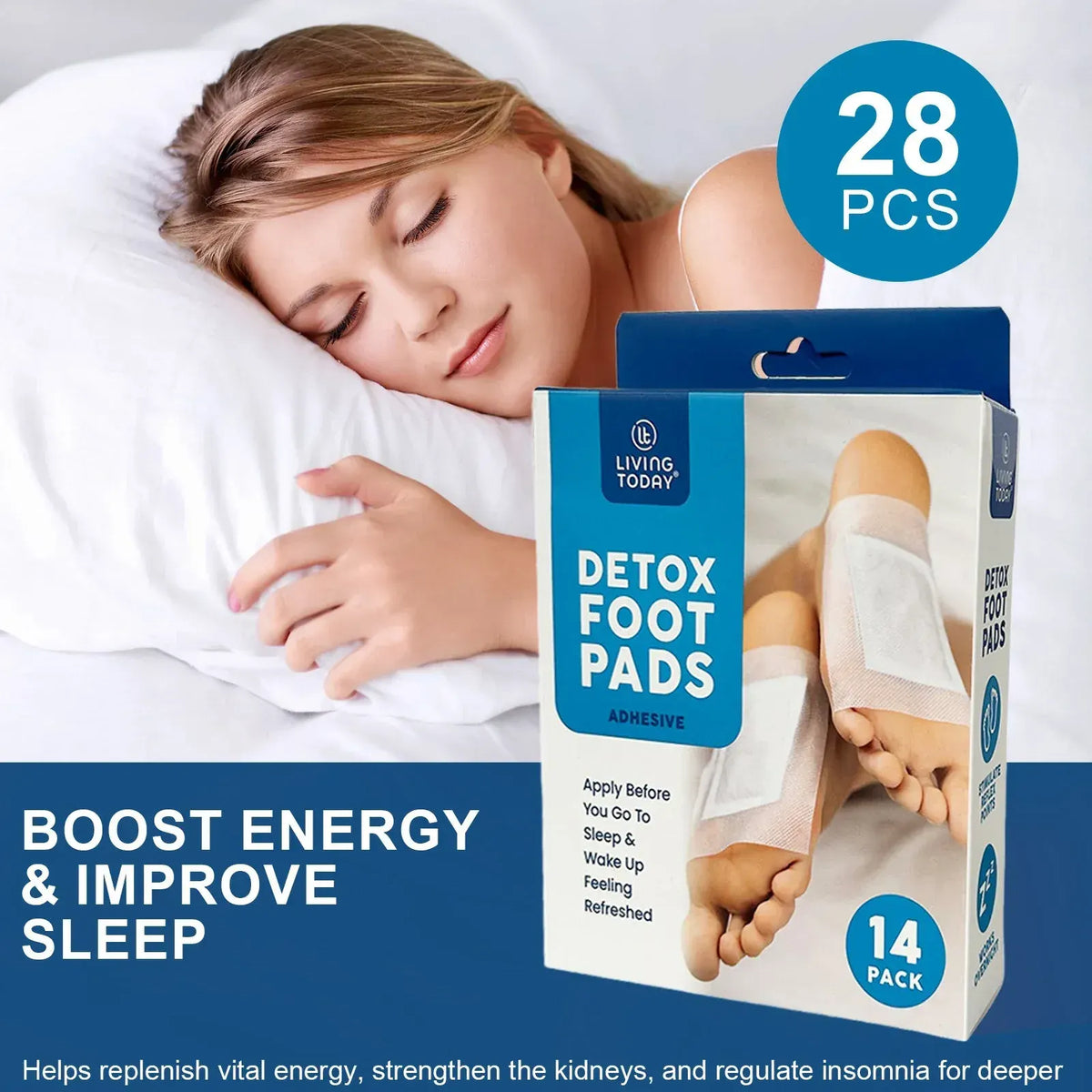 28 Pcs Detox Foot Pads, 100% Natural Herbal Foot Patches, Cleansing & Relaxing Foot Care Pads for Overnight Use