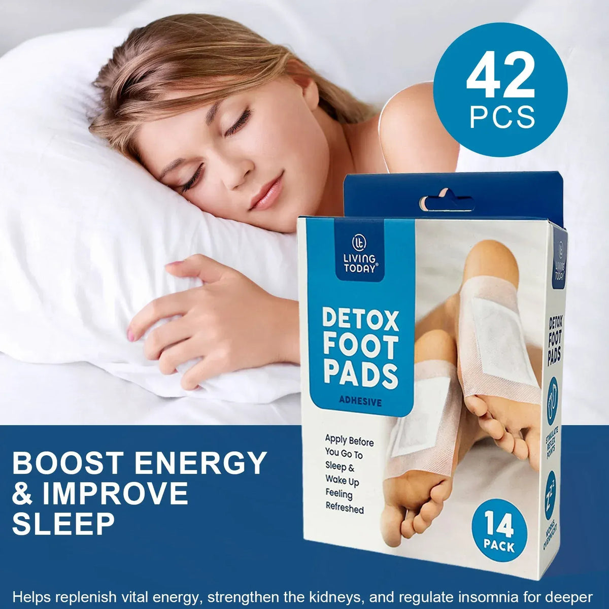 42 Pcs Detox Foot Pads, 100% Natural Herbal Foot Patches, Cleansing & Relaxing Foot Care Pads for Overnight Use