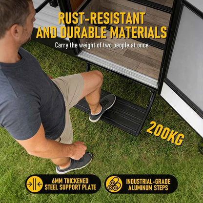 Heavy Duty Pull-Out Caravan Step, Folding Aluminium RV Step(57x55x17cm) - Image 2