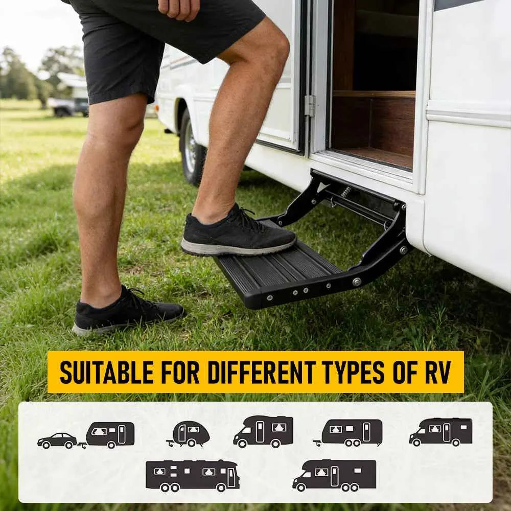 Heavy Duty Pull-Out Caravan Step, Folding Aluminium RV Step(57x55x17cm) - Image 5