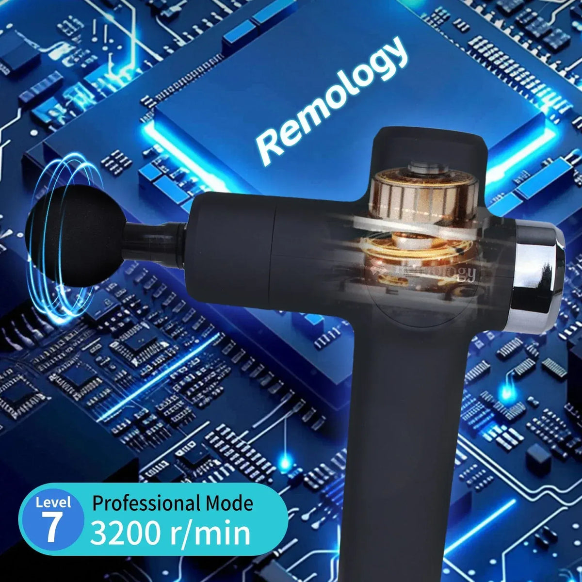 Remology Impact Therapy 7 Adaptive Speed USB-C Fascial Massage Gun with 4 Heads - Image 3