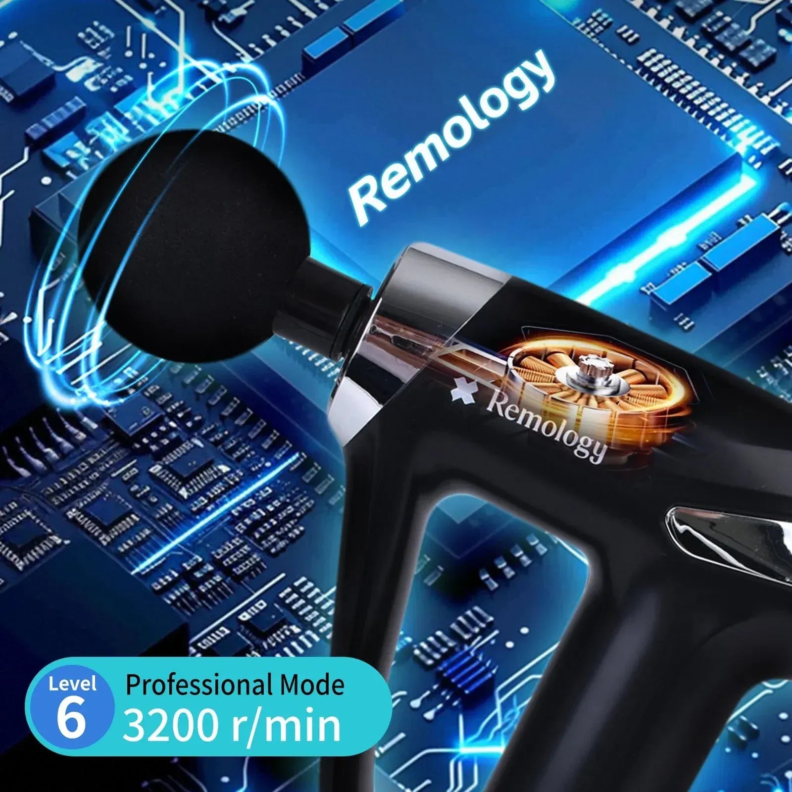 Remology Impact Therapy 6 Adaptive Speed USB-C Massage Gun with 4 Heads - Image 3