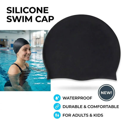 Silicone Swimming Cap Large Waterproof Swim Hat for Long Hair Men Women Adults-Blue - Image 2
