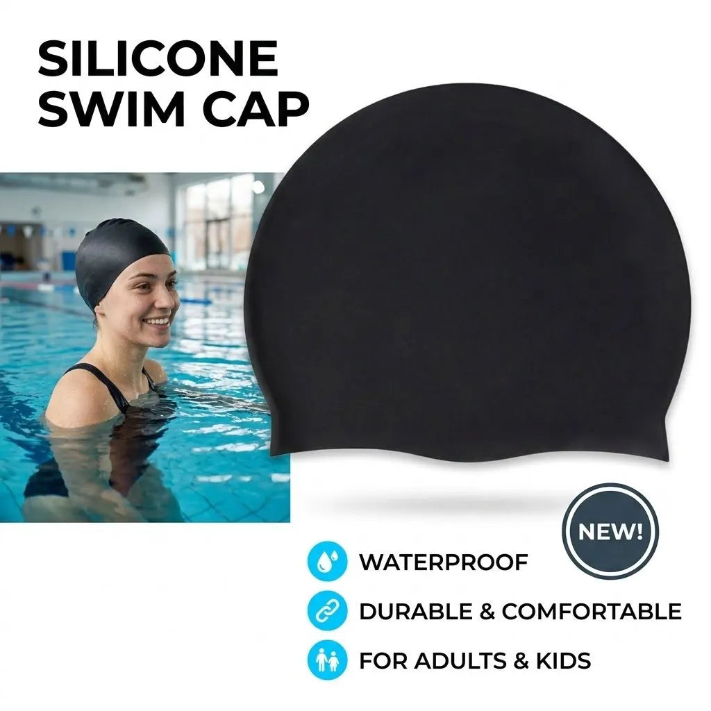 Silicone Swimming Cap Large Waterproof Swim Hat for Long Hair Men Women Adults-Orange - Image 2
