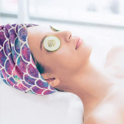 Fast Dry Microfiber Hair Drying Towel Turban Bath Head Wrap Hat Spa Fish Scales - Image 4
