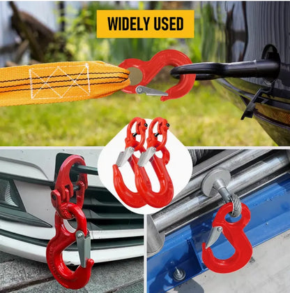 2SET 1.12T Sling Hook Heavy Duty Hammerlock/Slip Hook Kit With Swivel Winch & Safety Latch-Red - Image 5