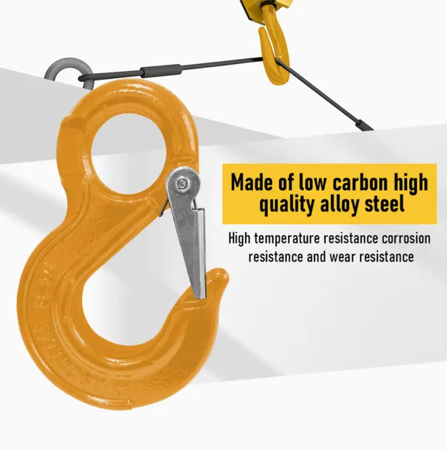 2SET 1.12T Sling Hook Heavy Duty Hammerlock/Slip Hook Kit With Swivel Winch & Safety Latch-Yellow - Image 6