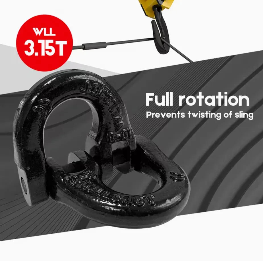 2SET 3.15T Sling Hook Heavy Duty Hammerlock/Slip Hook Kit With Swivel Winch & Safety Latch-Black - Image 3