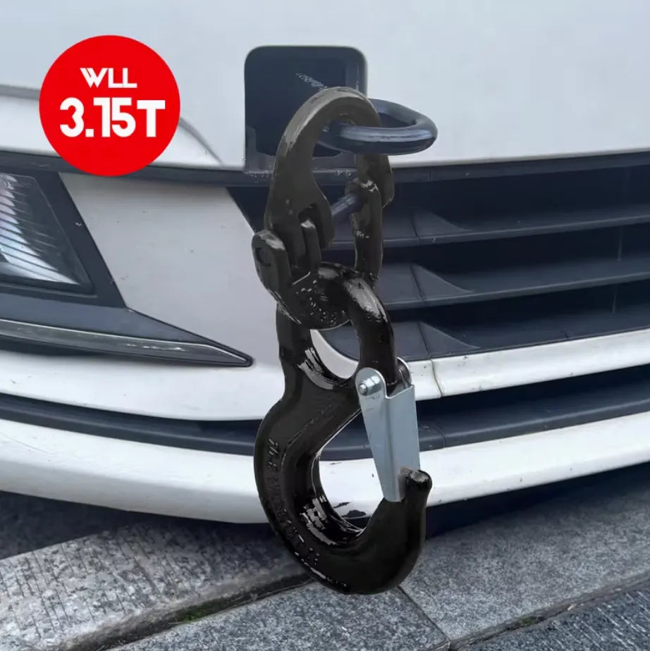 2SET 3.15T Sling Hook Heavy Duty Hammerlock/Slip Hook Kit With Swivel Winch & Safety Latch-Black - Image 8
