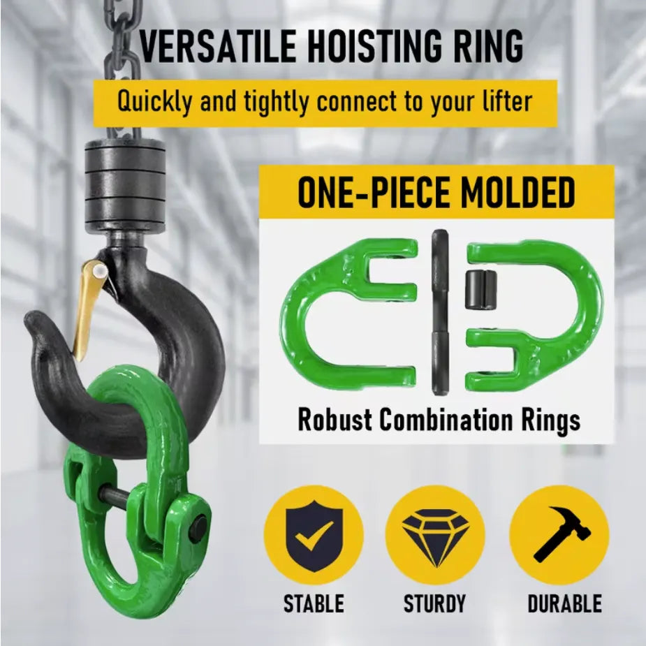 2SET 3.15T Sling Hook Heavy Duty Hammerlock/Slip Hook Kit With Swivel Winch & Safety Latch-Green - Image 8