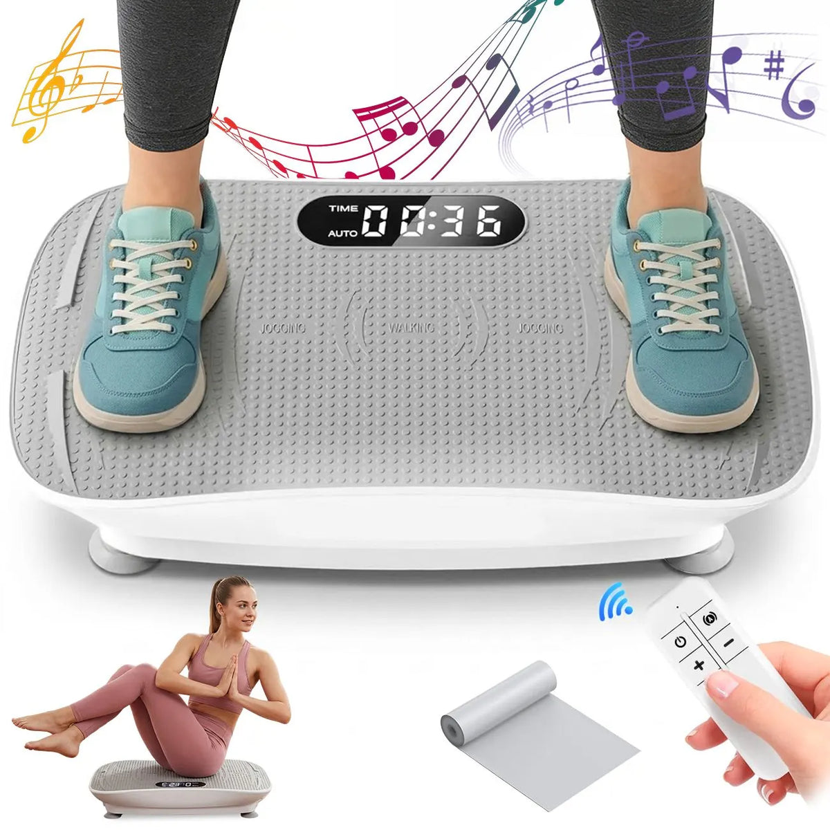 Vibration Plate Exercise Machine, Whole Body Shake Plate with LED Touch Screen & Bluetooth Speaker, Multi-Speed Fitness Platform - Image 3