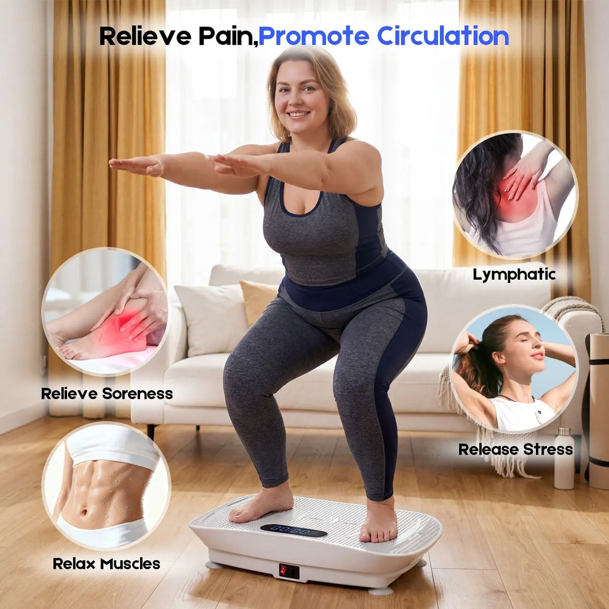 Vibration Plate Exercise Machine, Whole Body Shake Plate with LED Touch Screen & Bluetooth Speaker, Multi-Speed Fitness Platform - Image 6