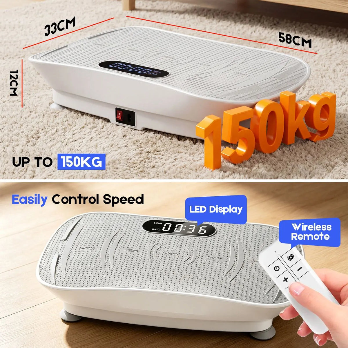 Vibration Plate Exercise Machine, Whole Body Shake Plate with LED Touch Screen & Bluetooth Speaker, Multi-Speed Fitness Platform - Image 9