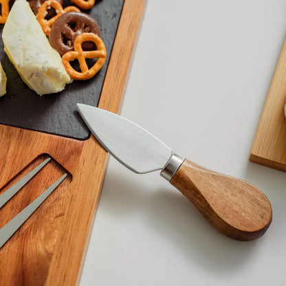 4 Pcs Clevinger Acacia Wood & Slate Cheese Board With Knife Set - Image 3