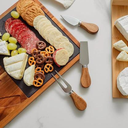 4 Pcs Clevinger Acacia Wood & Slate Cheese Board With Knife Set - Image 5