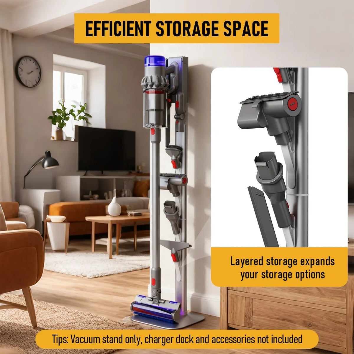 Freestanding Holder for Dyson Vacuum Stand – Suitable for Dyson V6 V7 V8 V10 V11 V12 V15 Gen5 & DC series Vacuum Cleaners, Elegant & Stable Standing Dock Accessory Storage Stand for Dyson Stand - Image 9