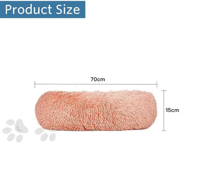 Plush Donut Faux Fur Calming Pet Nest - Salmon Pink - L - Image 5