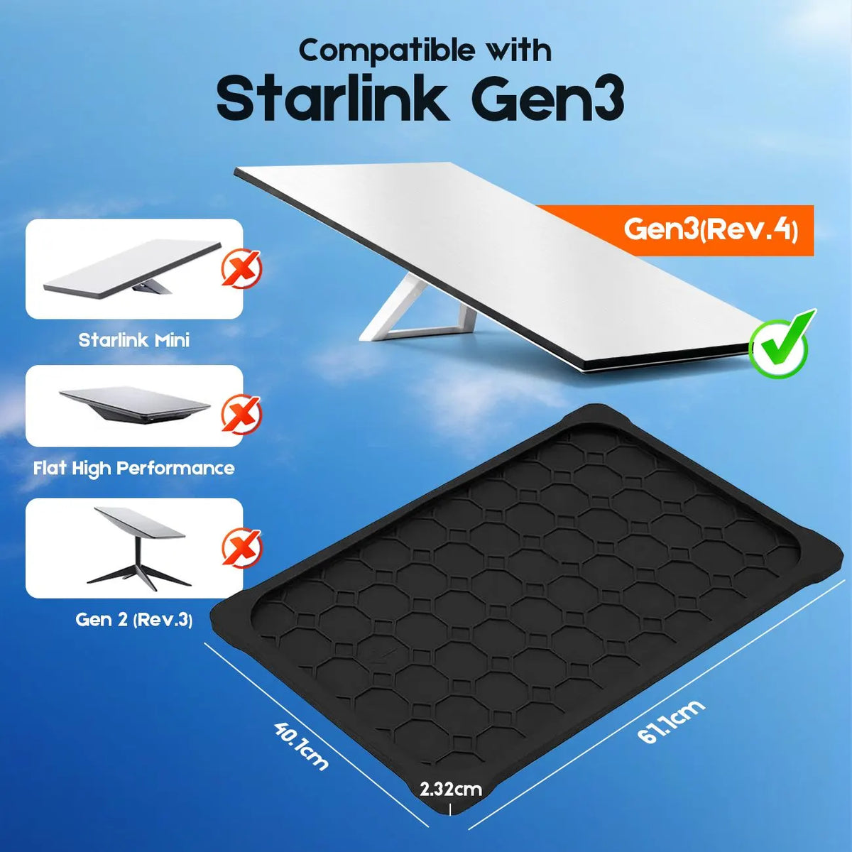 Silicone Cover for Starlink Gen 3 Standard, Waterproof Protective Case, Anti-Scratch, Sand & Hail Protection, Black - Image 2