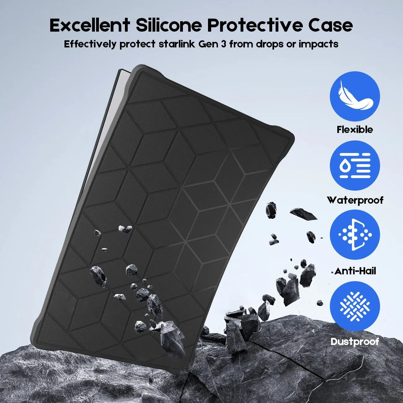 Silicone Cover for Starlink Gen 3 Standard, Waterproof Protective Case, Anti-Scratch, Sand & Hail Protection, Black - Image 8