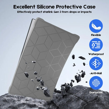 Silicone Cover for Starlink Gen 3 Standard, Waterproof Protective Case, Anti-Scratch, Sand & Hail Protection, Grey - Image 8