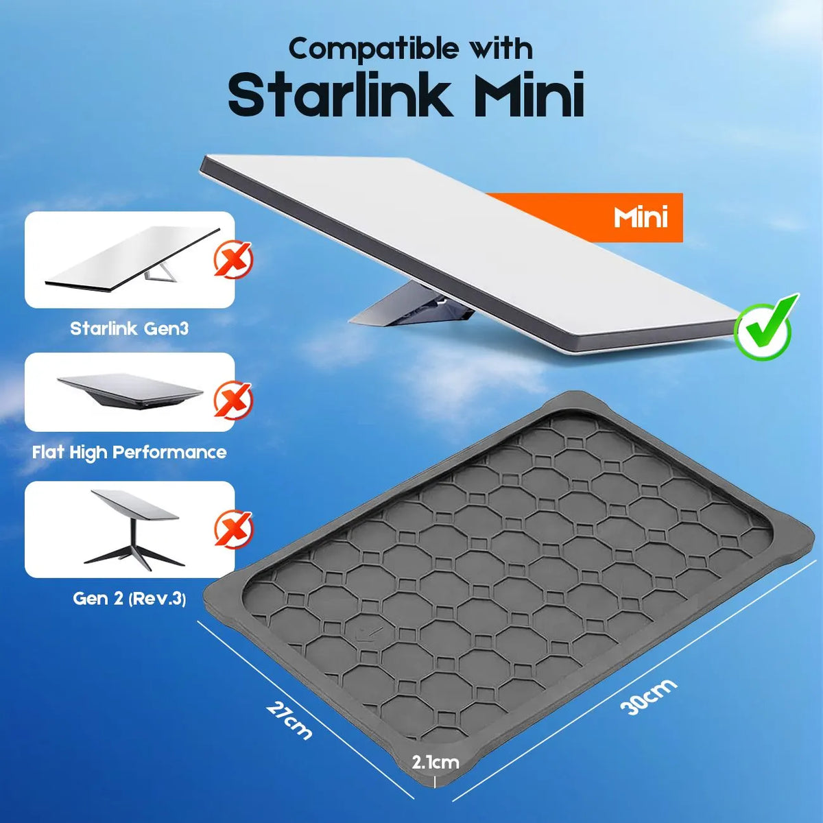 Silicone Cover for Starlink MINI, Anti-Rock/Sand/Hail Waterproof Silicone Case Fits Starlink Standard, Outdoor Roof Protection, Shields Rocks, Sand & Hail-Grey - Image 3