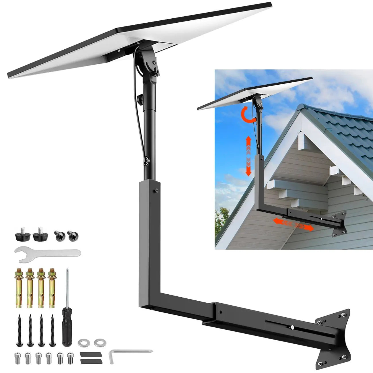 Long Arm Mount for Starlink Gen 3 Standard, Adjustable Telescoping Roof & Wall Bracket, 90°–180° Angle, 25–40cm Extension, Heavy-Duty Weather-Resistant