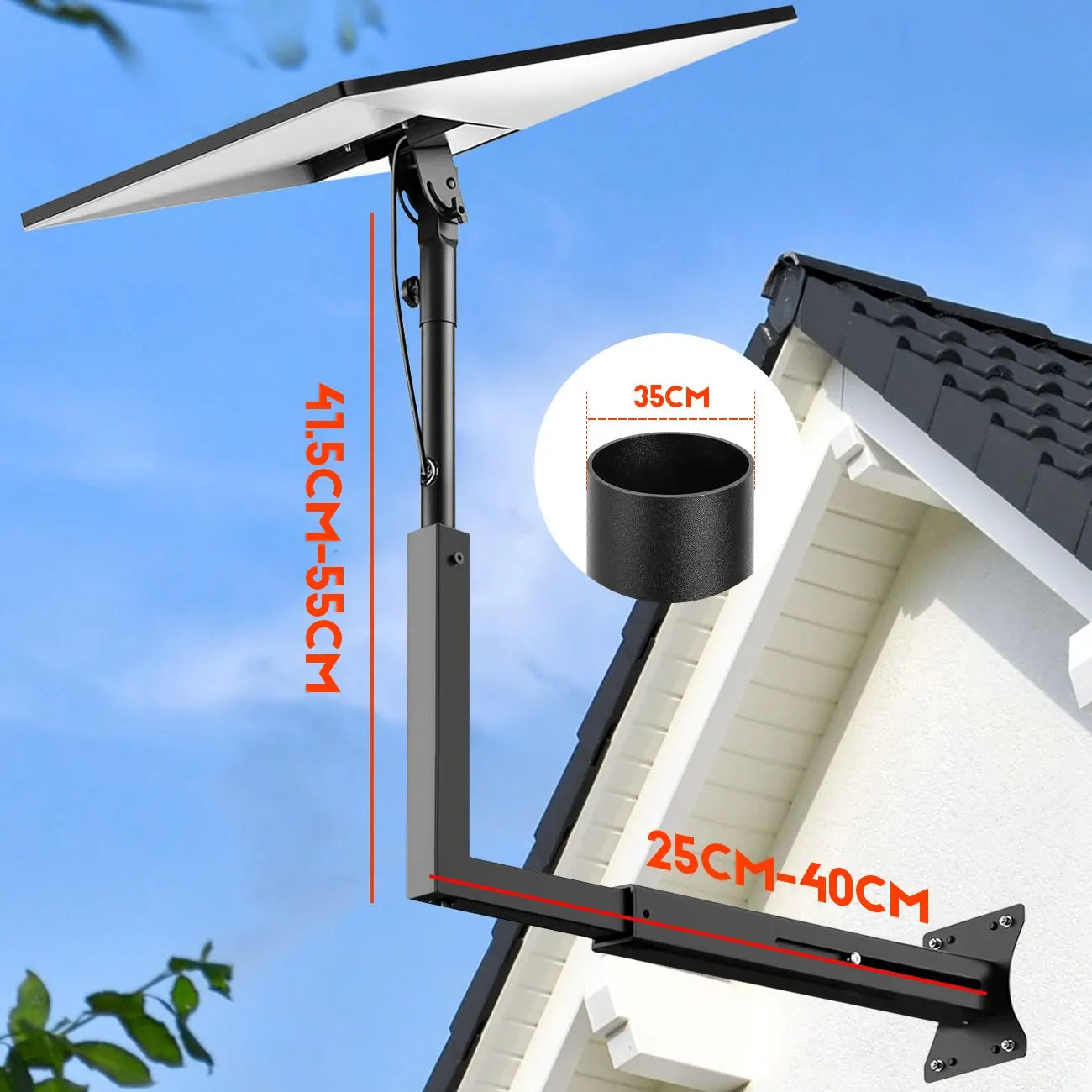 Long Arm Mount for Starlink Gen 3 Standard, Adjustable Telescoping Roof & Wall Bracket, 90°–180° Angle, 25–40cm Extension, Heavy-Duty Weather-Resistant - Image 2