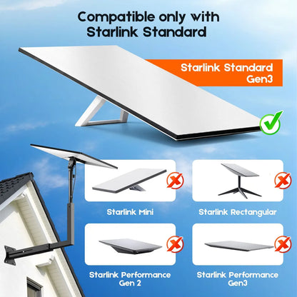 Long Arm Mount for Starlink Gen 3 Standard, Adjustable Telescoping Roof & Wall Bracket, 90°–180° Angle, 25–40cm Extension, Heavy-Duty Weather-Resistant - Image 4