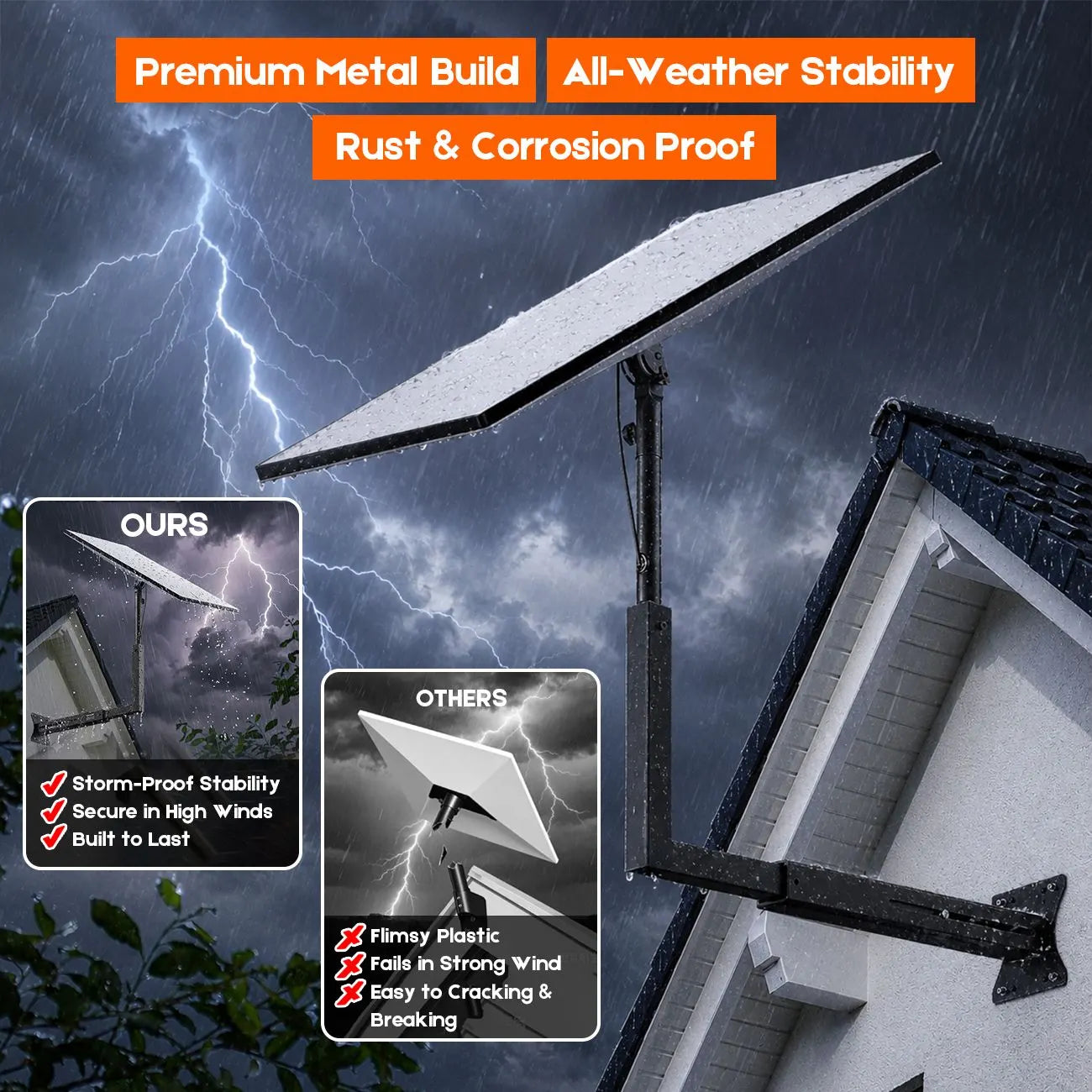 Long Arm Mount for Starlink Gen 3 Standard, Adjustable Telescoping Roof & Wall Bracket, 90°–180° Angle, 25–40cm Extension, Heavy-Duty Weather-Resistant - Image 5