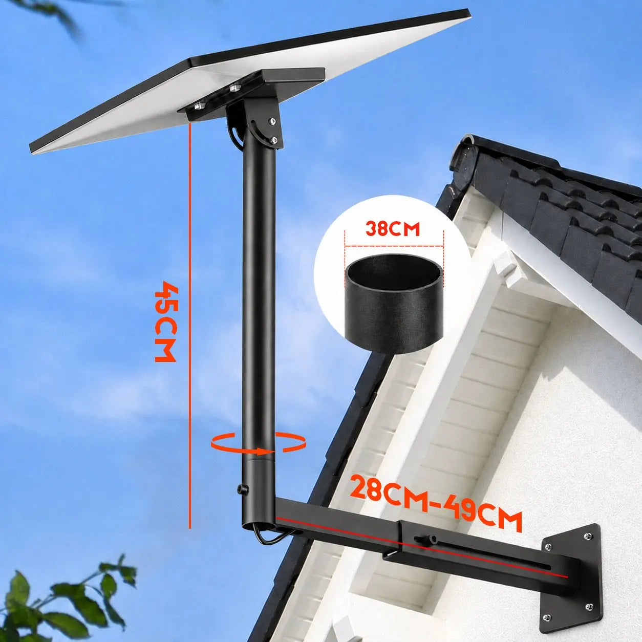 Starlink Mount for Gen 3 / Standard 4 / 4X, Adjustable Telescoping Wall & Roof Bracket, 360° Rotation & 0–90° Tilt, Heavy-Duty Manganese Steel - Image 2