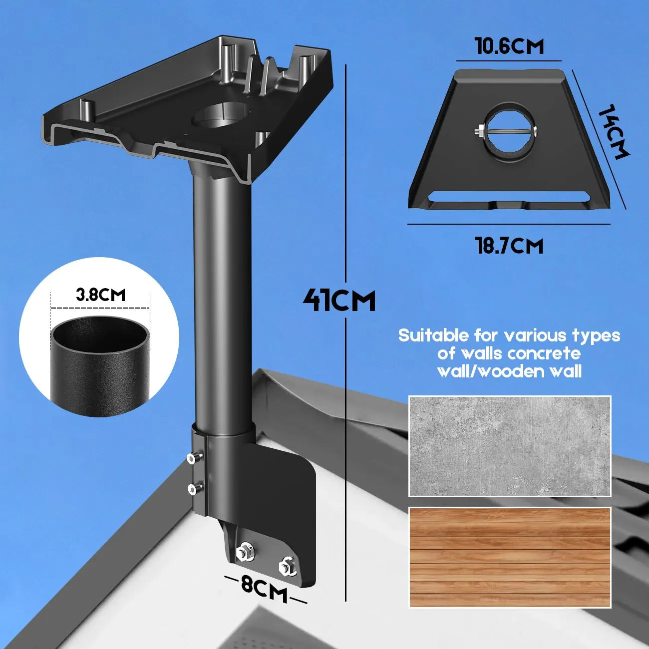 Roof & Wall Mount for Starlink Gen 3 Standard V3/4/4X, Adjustable 20° Tilt & 360° Swivel, Heavy-Duty Metal Bracket, Weather-Resistant Outdoor Mount - Image 2