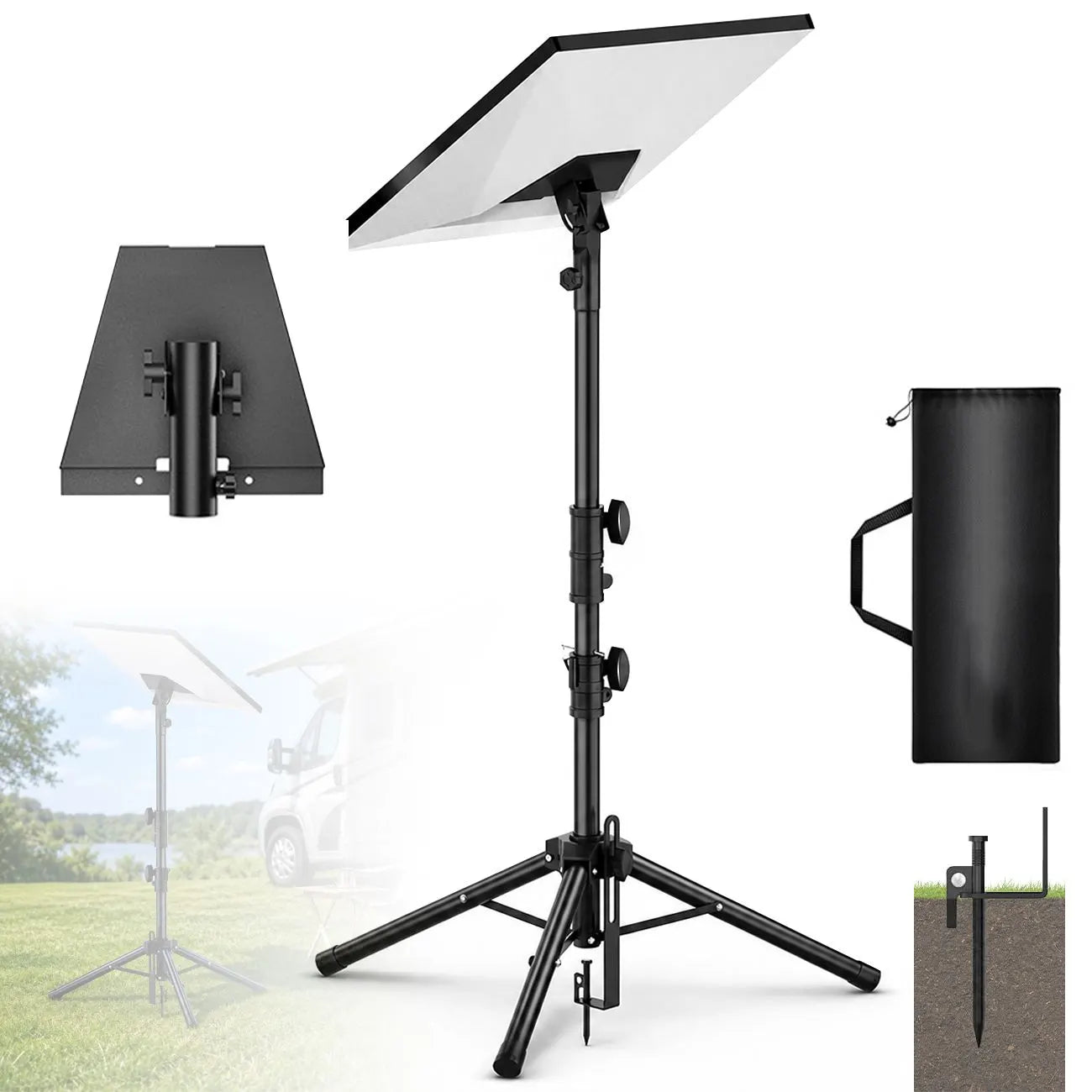 Tripod Mount for Starlink Gen 3, Adjustable Portable Ground Stand with 360° Rotation, 90° Tilt, Anti-Slip Feet & Ground Anchor for RV Camping Travel
