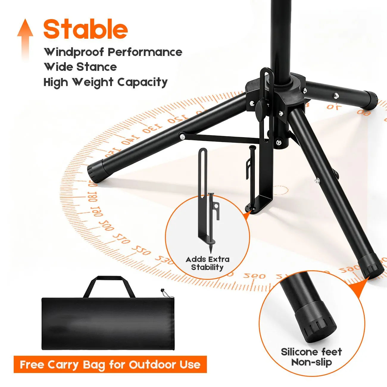 Tripod Mount for Starlink Gen 3, Adjustable Portable Ground Stand with 360° Rotation, 90° Tilt, Anti-Slip Feet & Ground Anchor for RV Camping Travel - Image 3