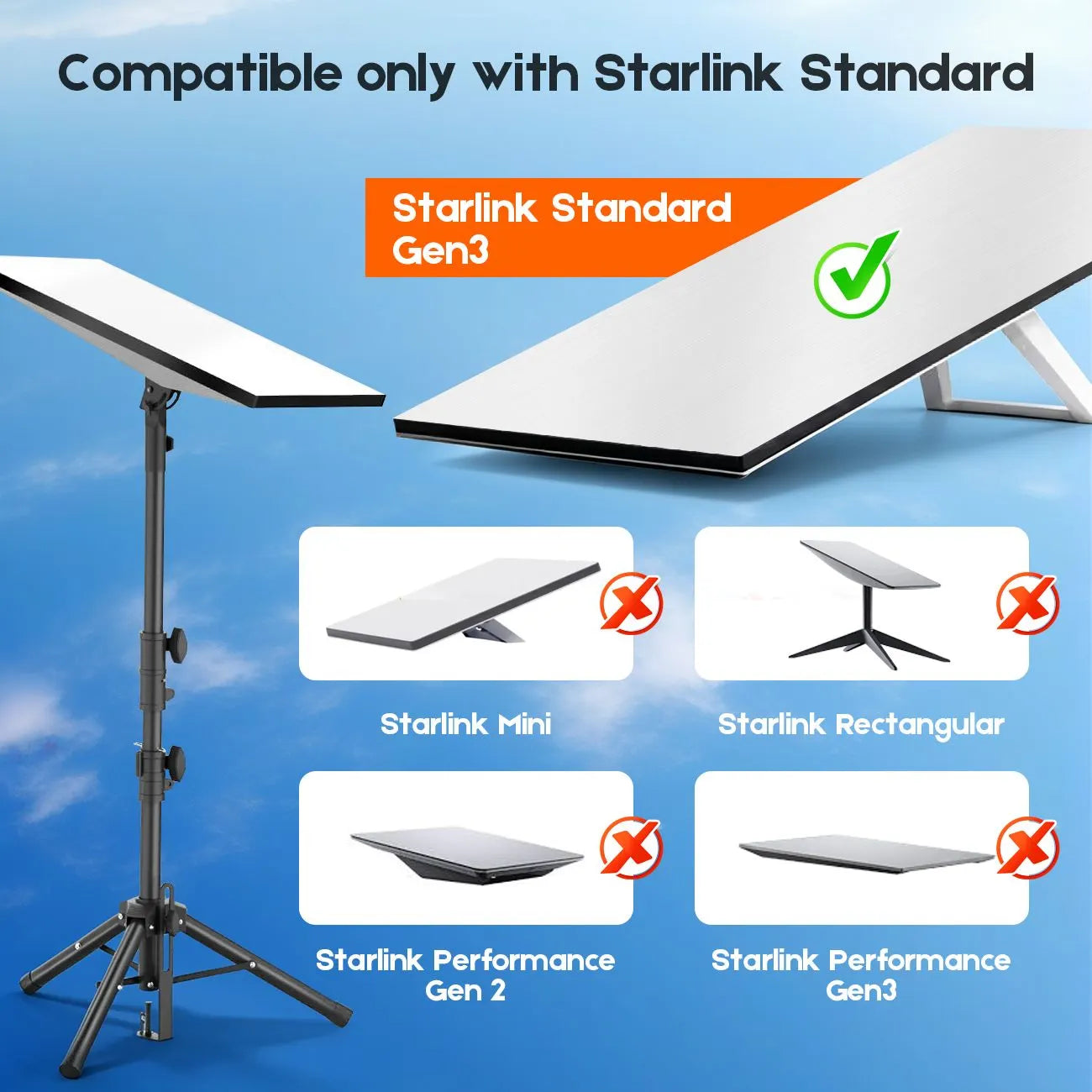 Tripod Mount for Starlink Gen 3, Adjustable Portable Ground Stand with 360° Rotation, 90° Tilt, Anti-Slip Feet & Ground Anchor for RV Camping Travel - Image 4