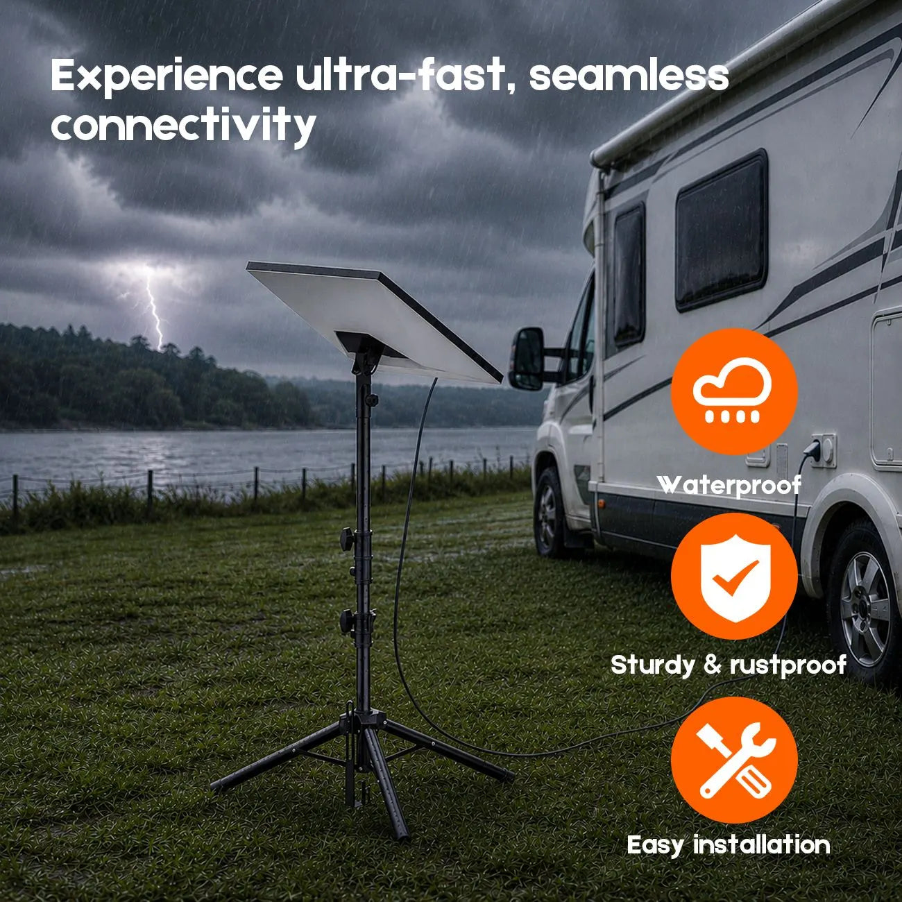 Tripod Mount for Starlink Gen 3, Adjustable Portable Ground Stand with 360° Rotation, 90° Tilt, Anti-Slip Feet & Ground Anchor for RV Camping Travel - Image 5