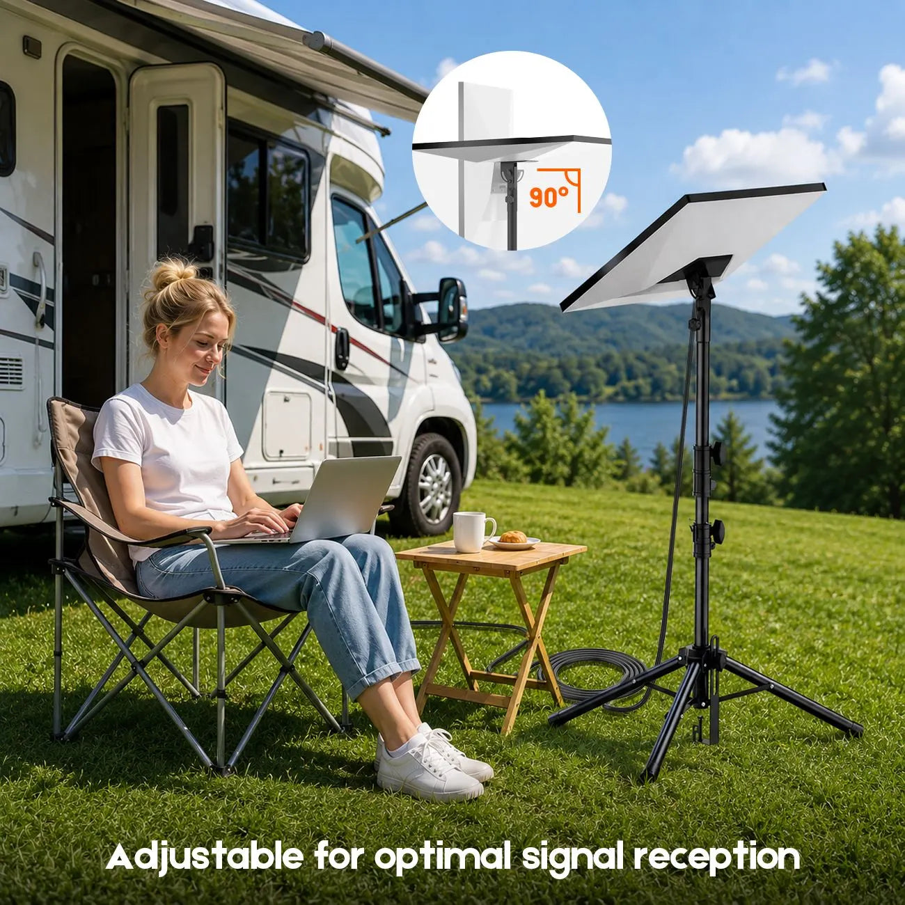 Tripod Mount for Starlink Gen 3, Adjustable Portable Ground Stand with 360° Rotation, 90° Tilt, Anti-Slip Feet & Ground Anchor for RV Camping Travel - Image 7