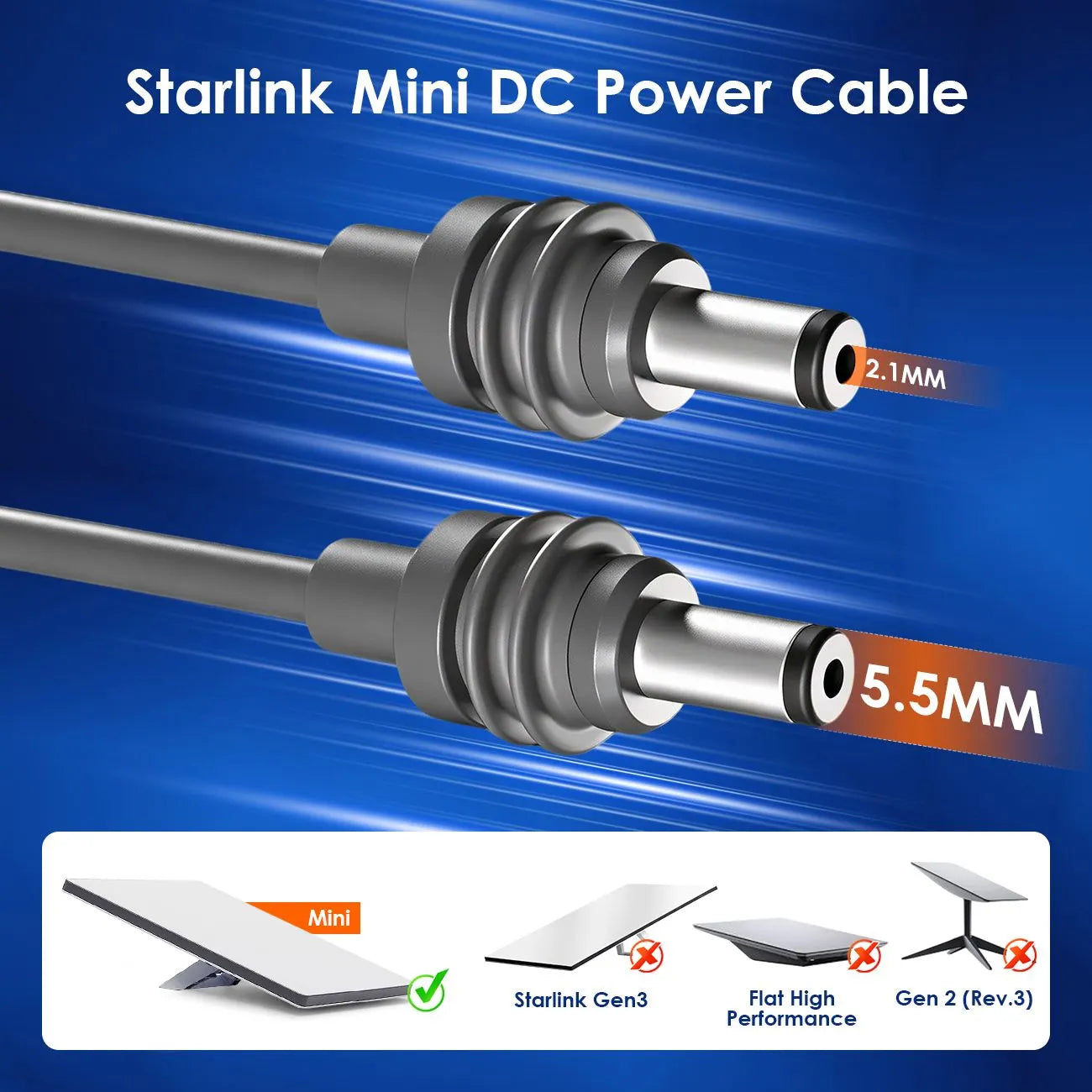 DC to DC Power Cable for Starlink Mini 5M 16AWG 5.5x2.1mm Waterproof Extension Cord 12V-24V for RV Caravan Camping Vehicle Boat Off-Grid - Image 2