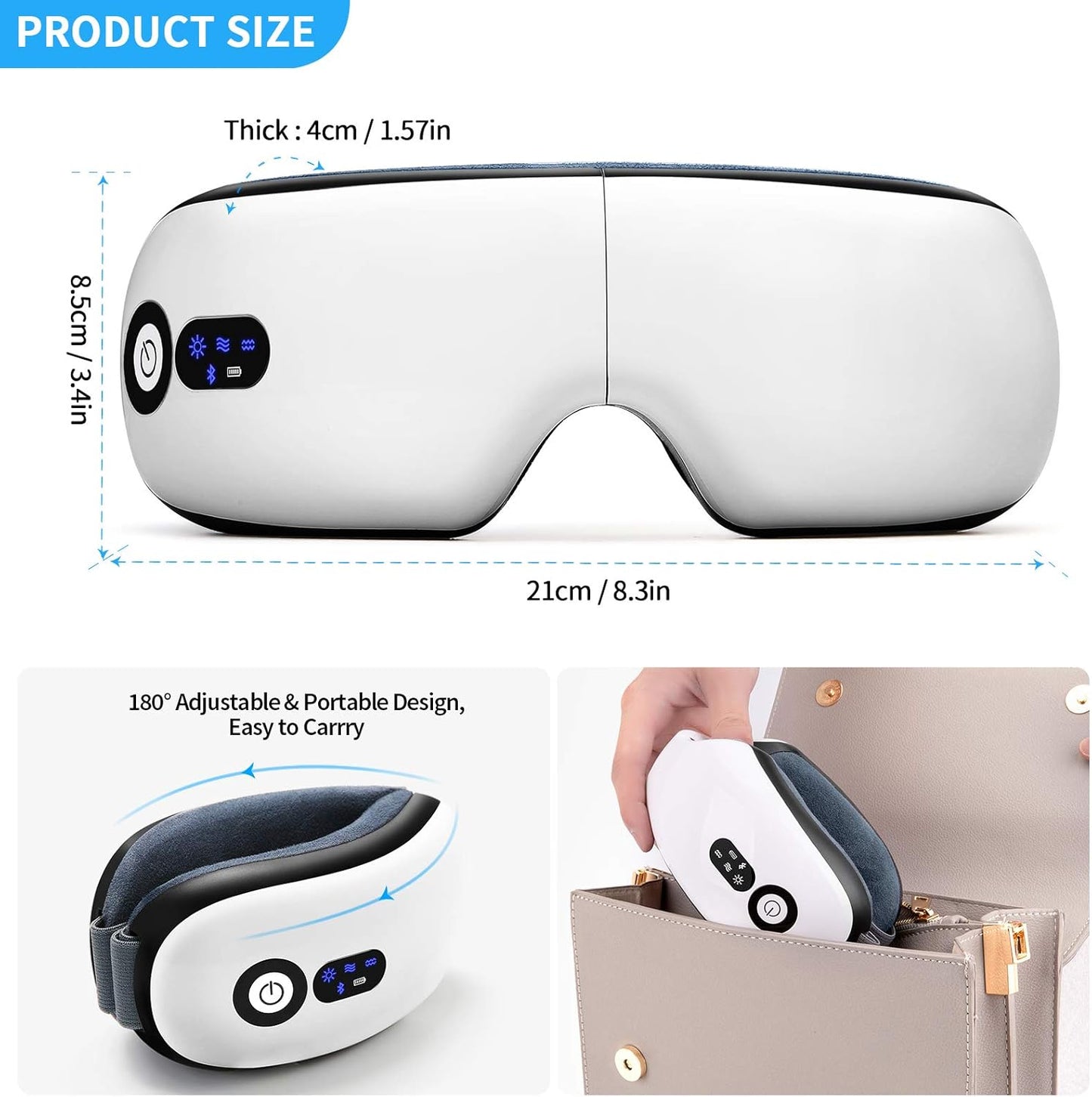Eye Massager with Heat, Vibration and Warm Compress, Smart Sleeping Eyes Mask with Bluetooth Can Connect with Phone for Music - Image 6