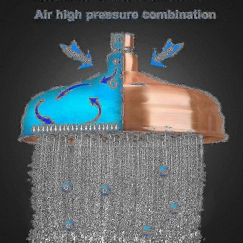 High Pressure Copper Rain Shower Head 20 cm (8 inch) Diameter Adjustable Angle Fixed Compatible with Standard Shower Arms Gold - Image 3