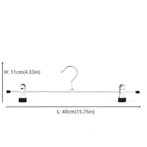 40cm Chrome Iron Clothes Hangers with Non-Slip Clips, 10-Pack Metal Trouser Hangers for Pants Shorts Skirt Socks Underwear, Silver - Image 2