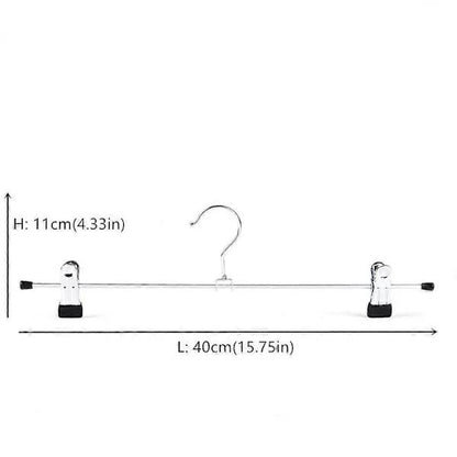 40cm Chrome Iron Clothes Hangers with Non-Slip Clips, 10-Pack Metal Trouser Hangers for Pants Shorts Skirt Socks Underwear, Silver - Image 2