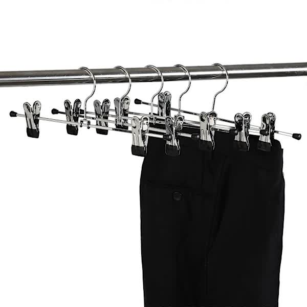 40cm Chrome Iron Clothes Hangers with Non-Slip Clips, 10-Pack Metal Trouser Hangers for Pants Shorts Skirt Socks Underwear, Silver - Image 4