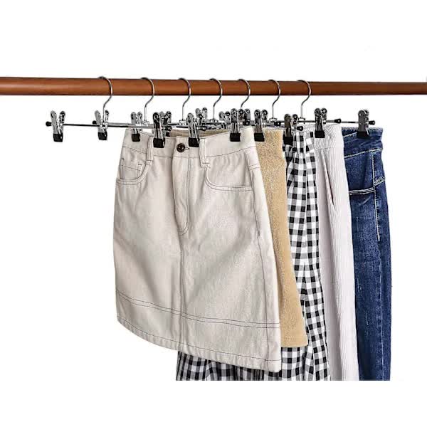 40cm Chrome Iron Clothes Hangers with Non-Slip Clips, 10-Pack Metal Trouser Hangers for Pants Shorts Skirt Socks Underwear, Silver - Image 5
