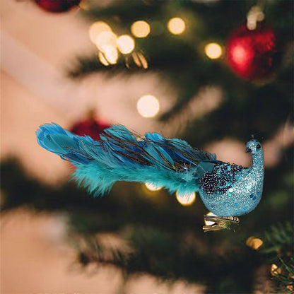 Peacock Feather Christmas Tree Ornaments, 3D Simulation Decorations, Natural Hanging Crafts for Christmas Decor - Image 3