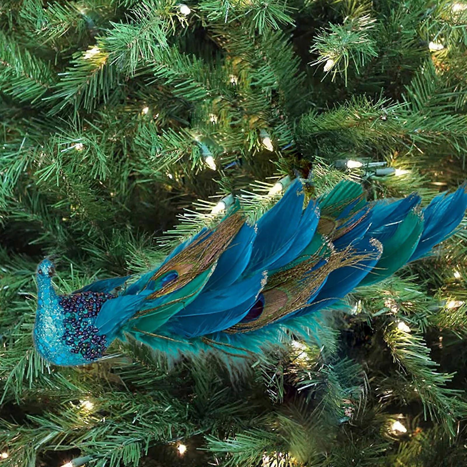 Peacock Feather Christmas Tree Ornaments, 3D Simulation Decorations, Natural Hanging Crafts for Christmas Decor - Image 4