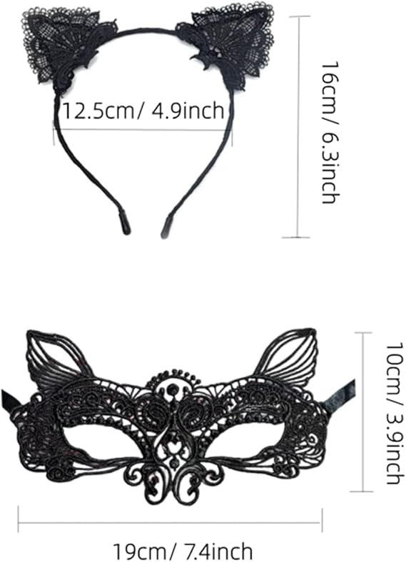 Cat mask and cat ears headband women's fancy dress Halloween mask costume Catwoman accessories makeup party gifts - Image 2