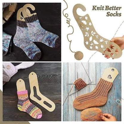 Wooden Sock Blockers for Knitting, Adjustable, 6 pcs Knitting Blockers - Image 3