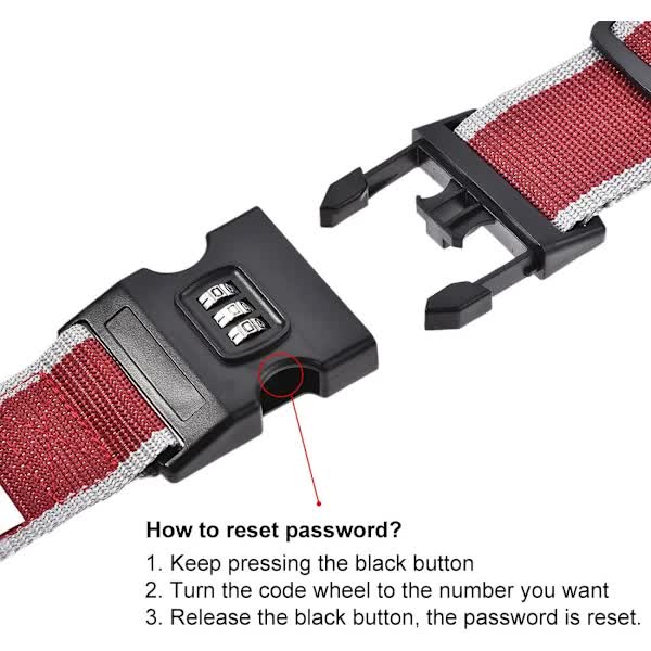 Luggage Straps Suitcase Belts with Buckle and Lock, 2M x 5cm Adjustable PP Packing Straps, Red Gray, 4pcs - Image 2