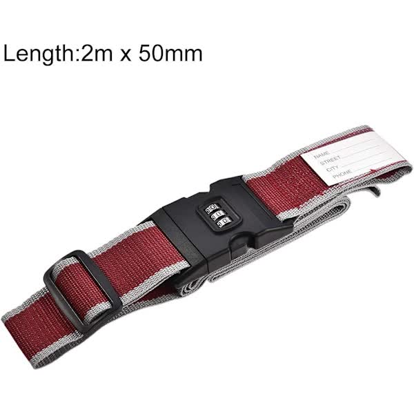 Luggage Straps Suitcase Belts with Buckle and Lock, 2M x 5cm Adjustable PP Packing Straps, Red Gray, 4pcs - Image 4